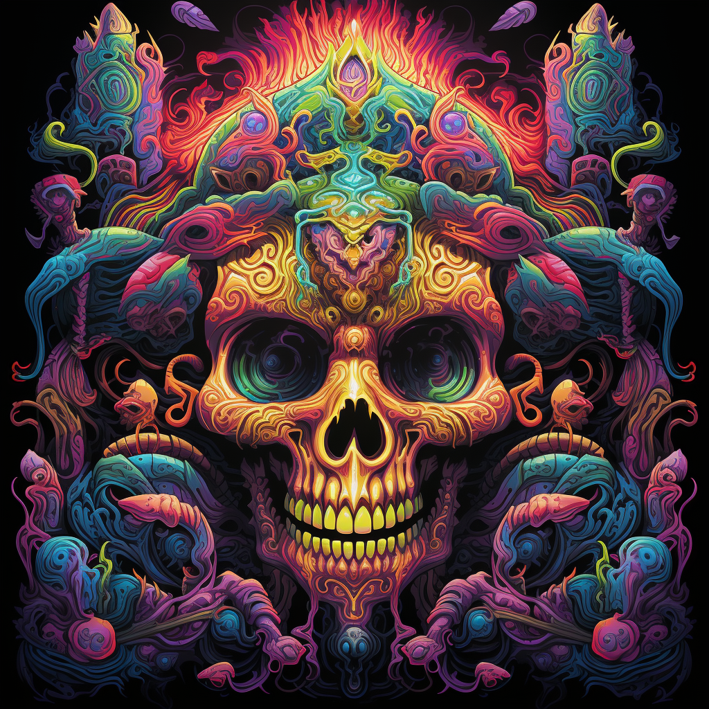 Colorful fluorescent psytrance wall art