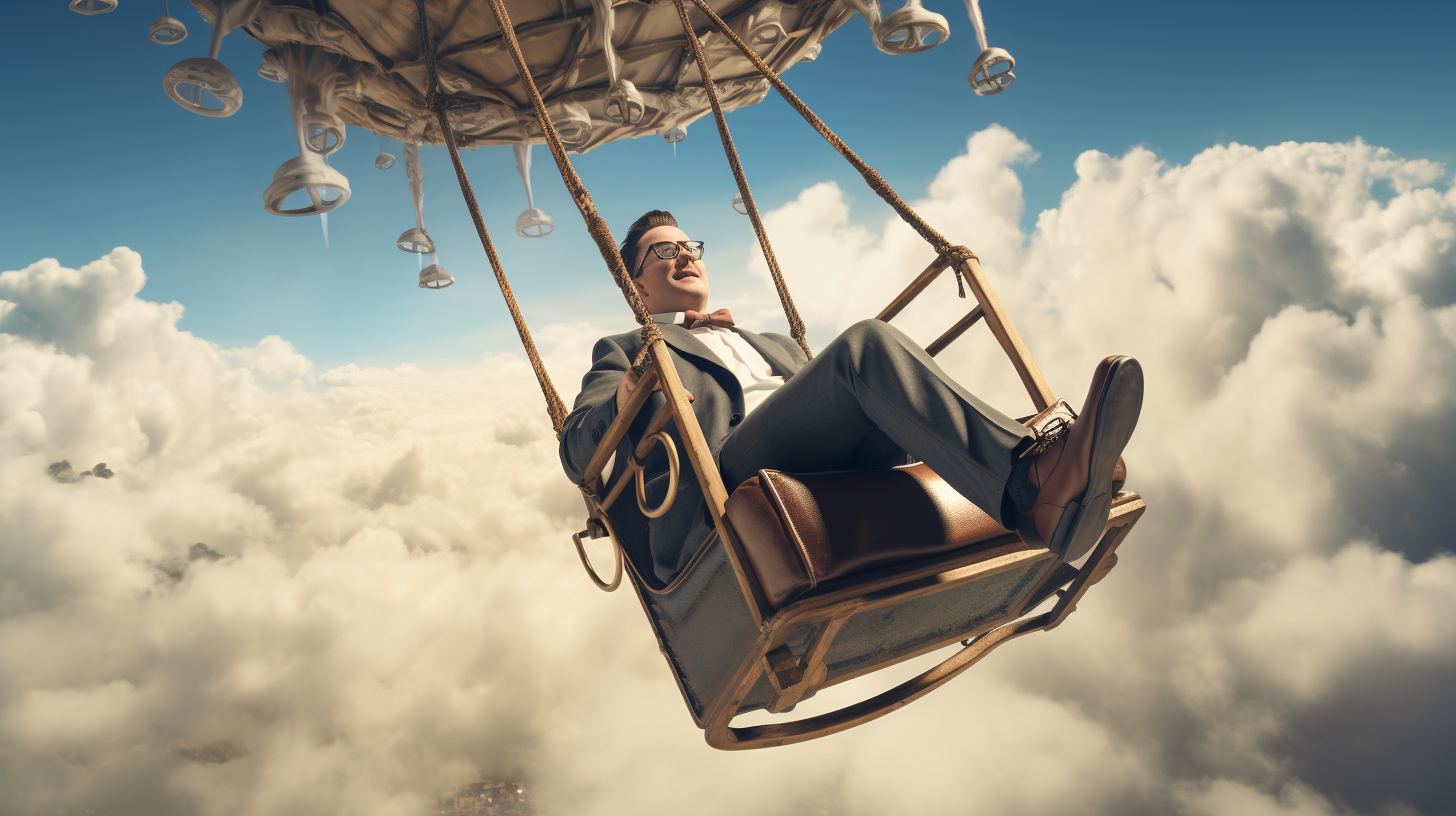 Man feeling dizzy in flying chair