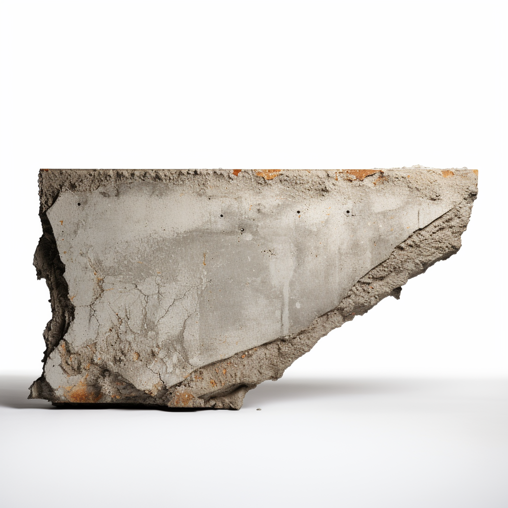 Flying concrete fragment on white background