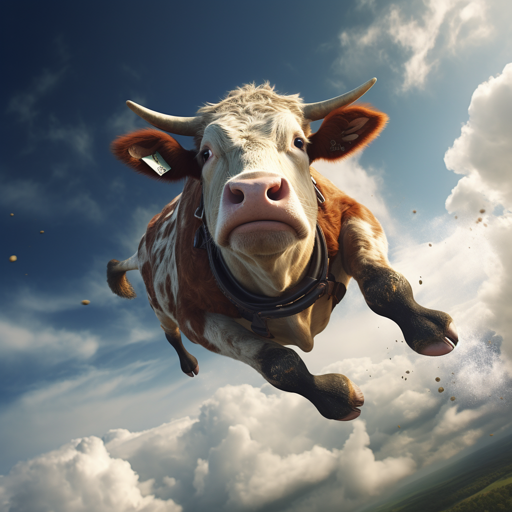 Flying cow illustration