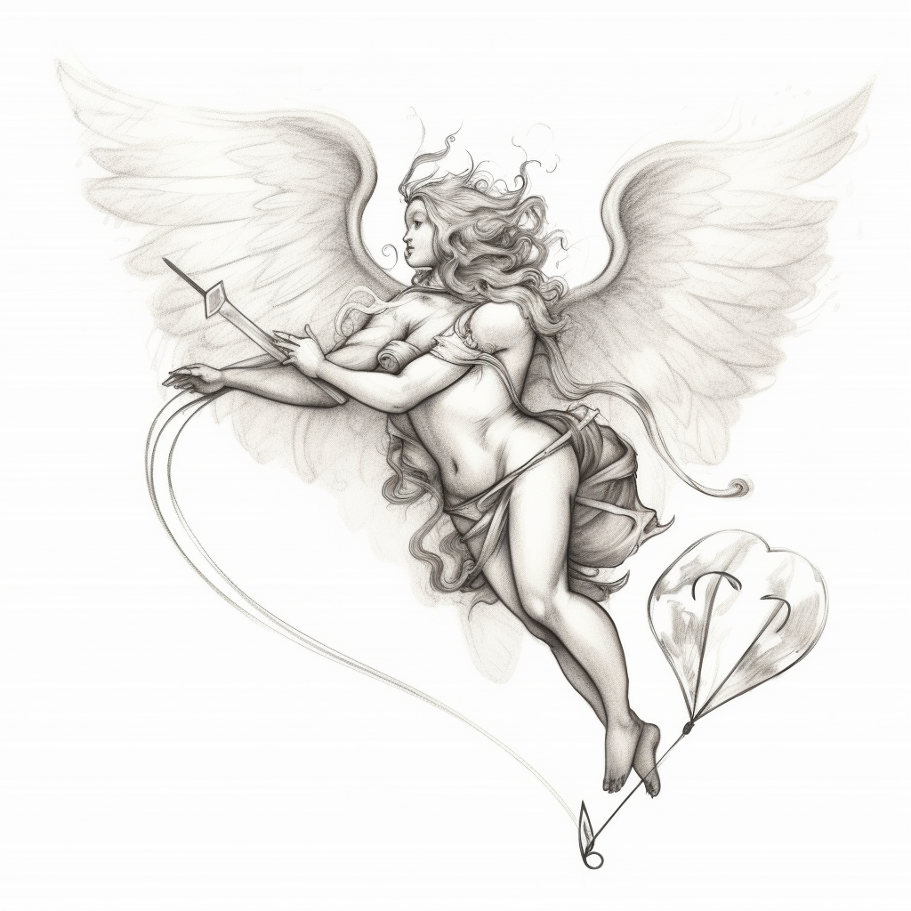 Illustration of Cupido shooting at heart