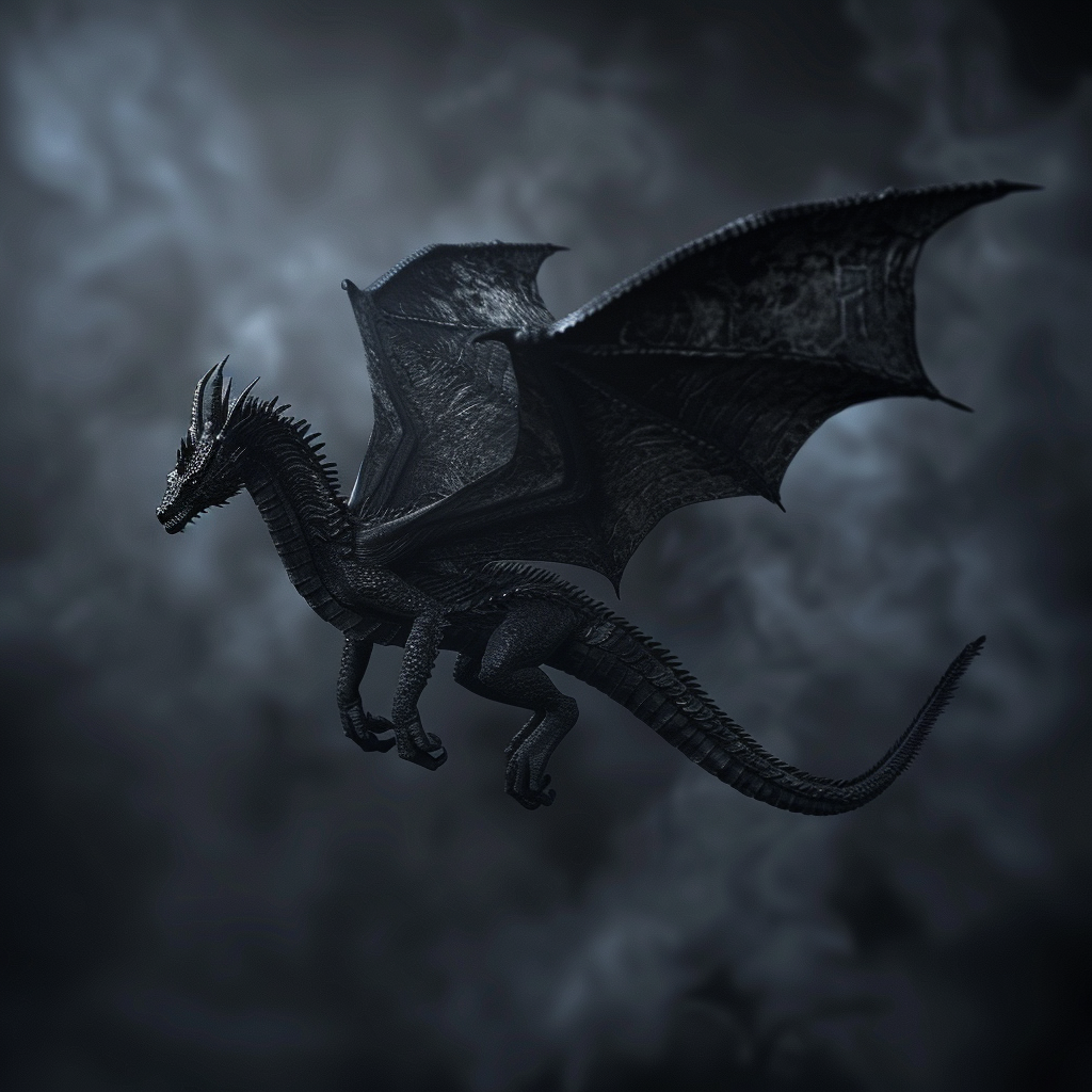 Three-tone dark dragon flying