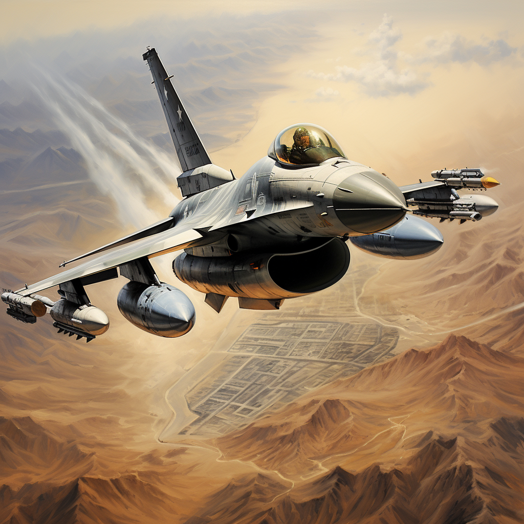 F-16 art painting in flight