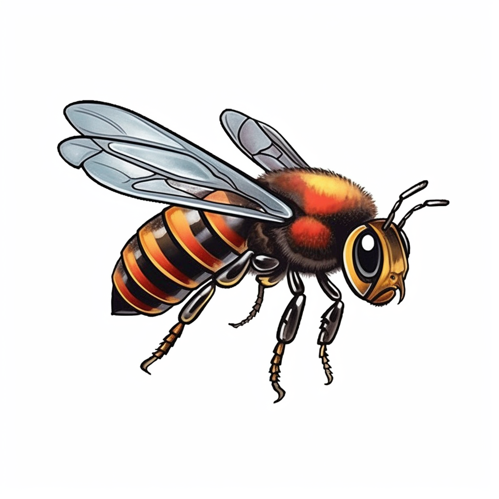 Flying honey bee profile tattoo template