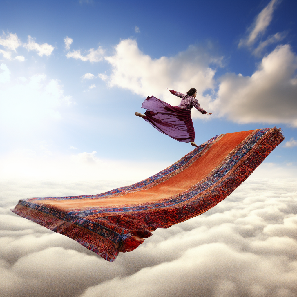 A beautiful image of a flying magic carpet