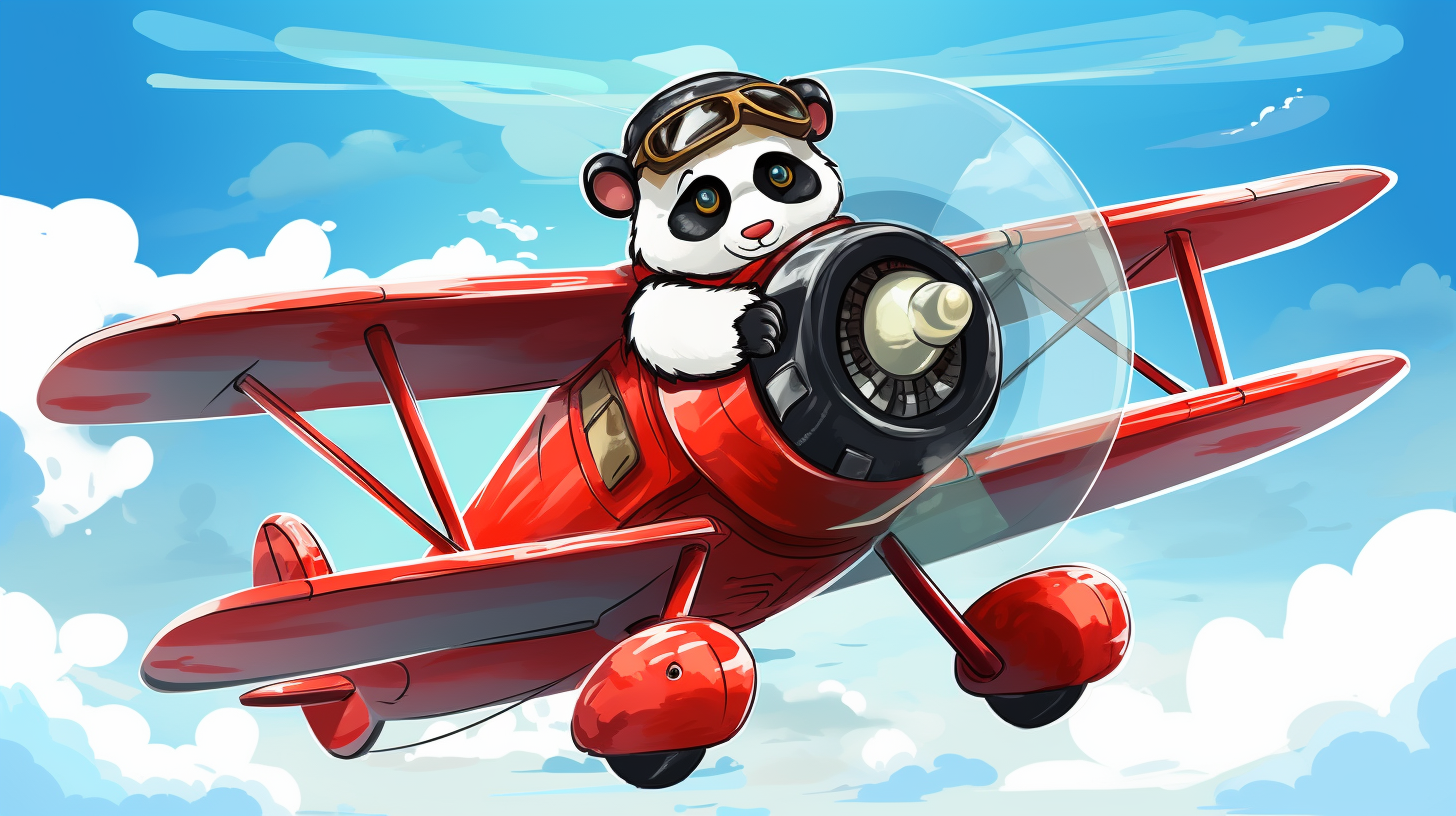 Cute panda pilot flying plane