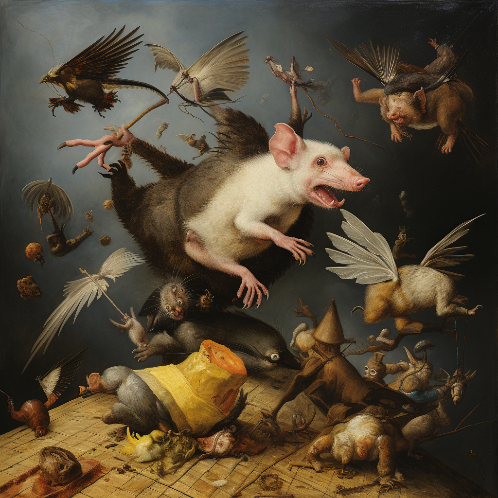 Unbelievable Flying Pig Rat Painting