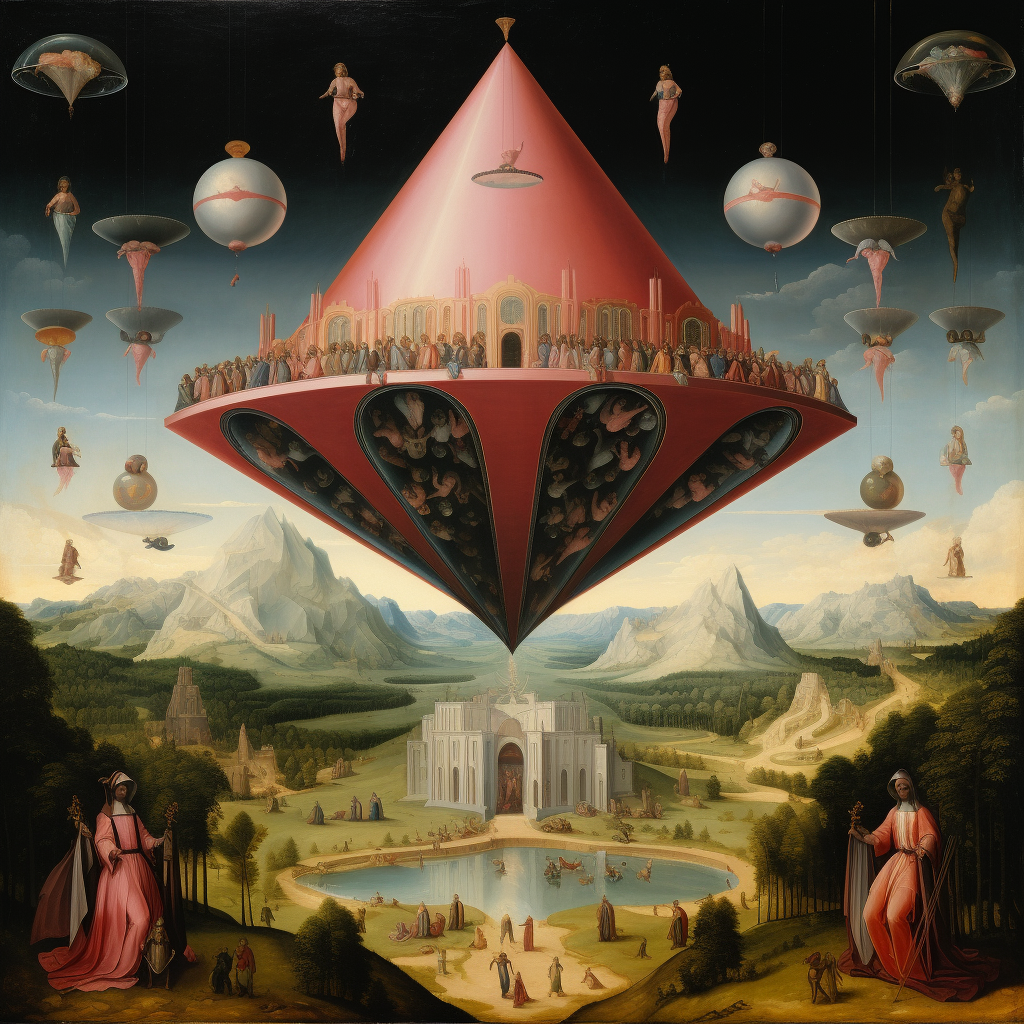 Flying Pyramid Painting by Memling: Vanity and Salvation