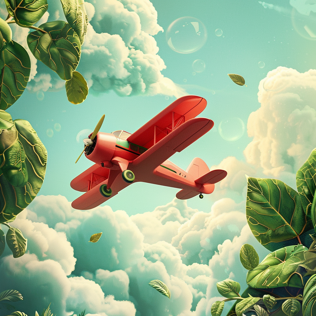 Small red airplane in 2D scene