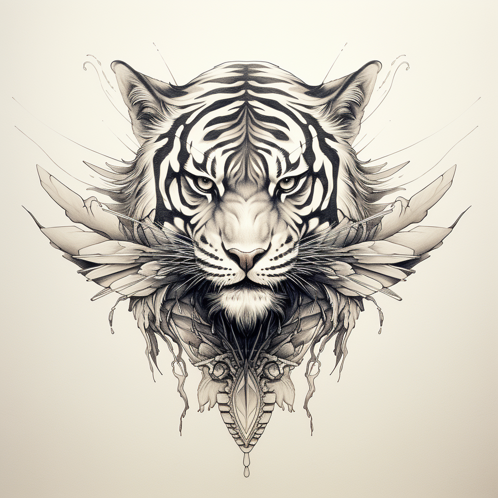 Black and White Flying Tiger Tattoo