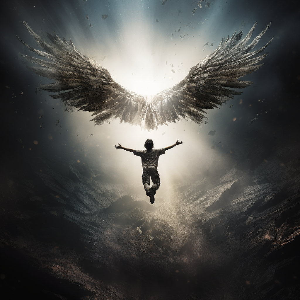 Image of a person with wings flying