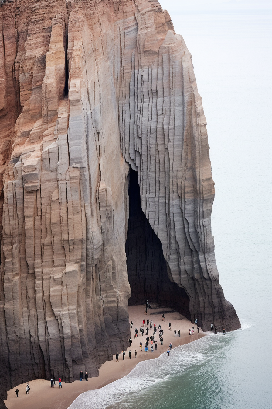 Skyscraper Carved into Rock by the Ocean - MidJourney Prompt Image