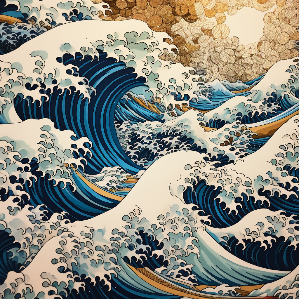 Closeup of Hokusai Wave foam