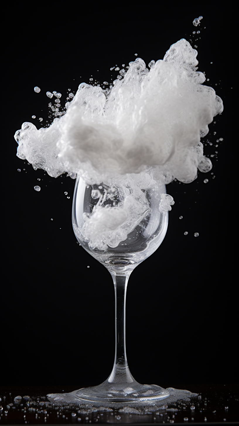 Refreshing foam in glass on black background