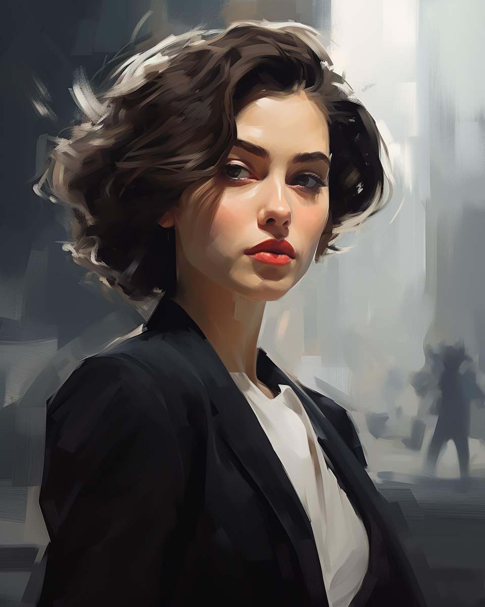 Focused business woman in impressionism style