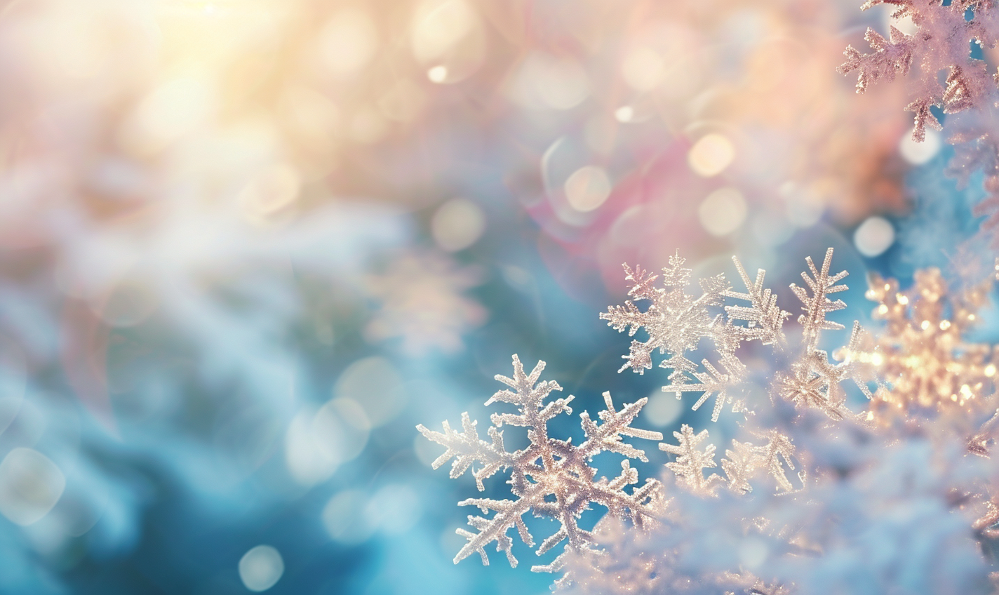 Delicate Christmas background with white snowflakes