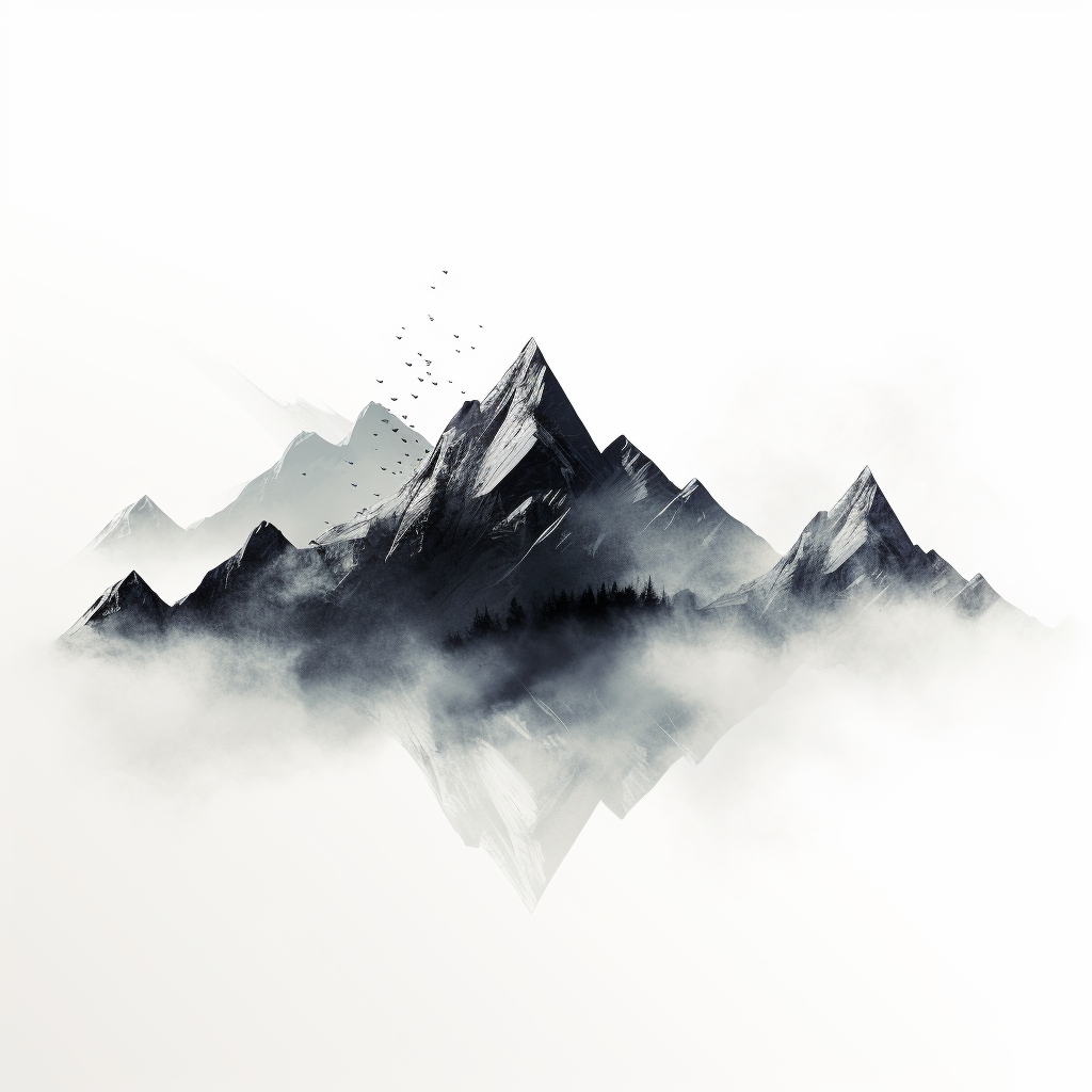 Foggy Mountain in Minimalistic Style