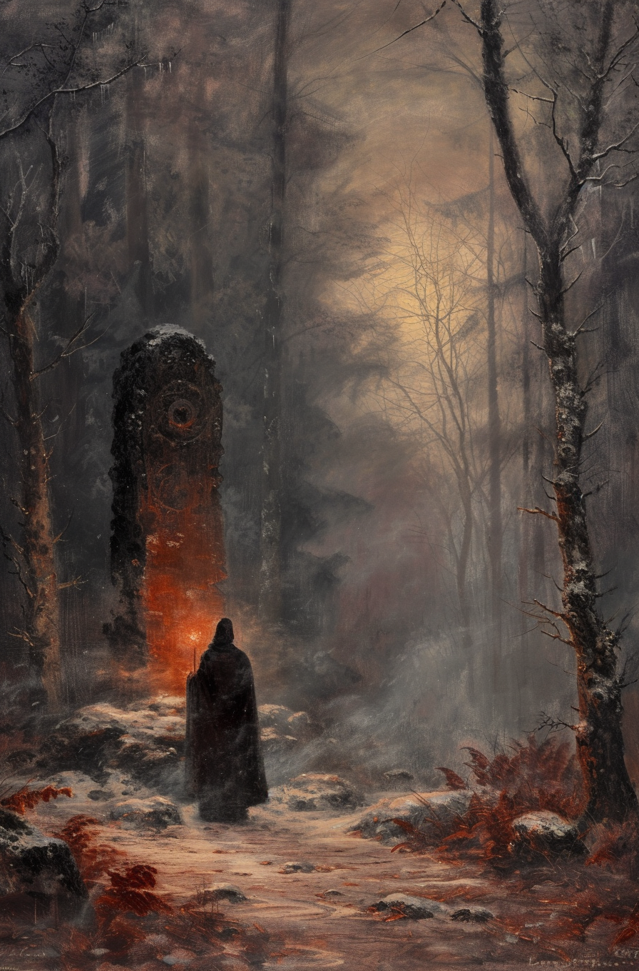 Foggy Northern Forest Priest Pagan Ritual