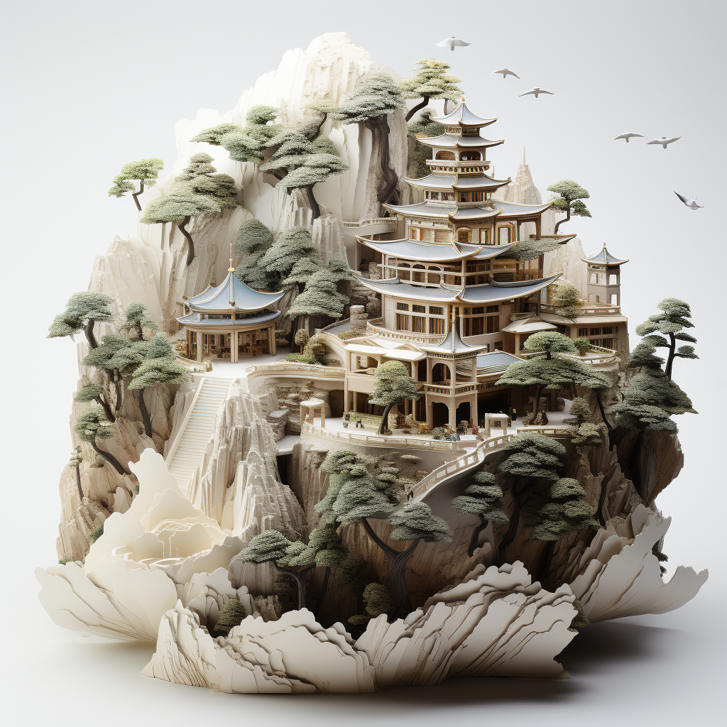 Architectural model made of folded paper