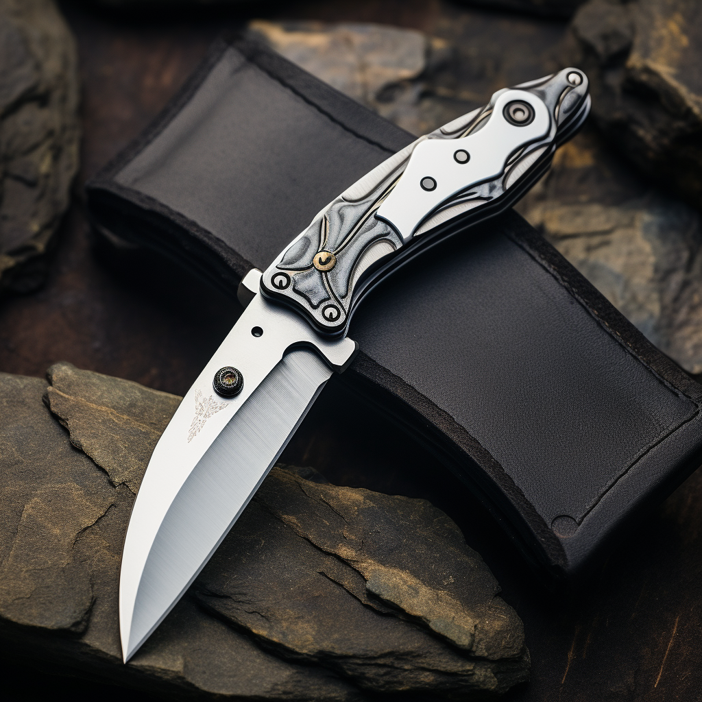 Blackened Blade Folding Knife with Elforyn White Handle