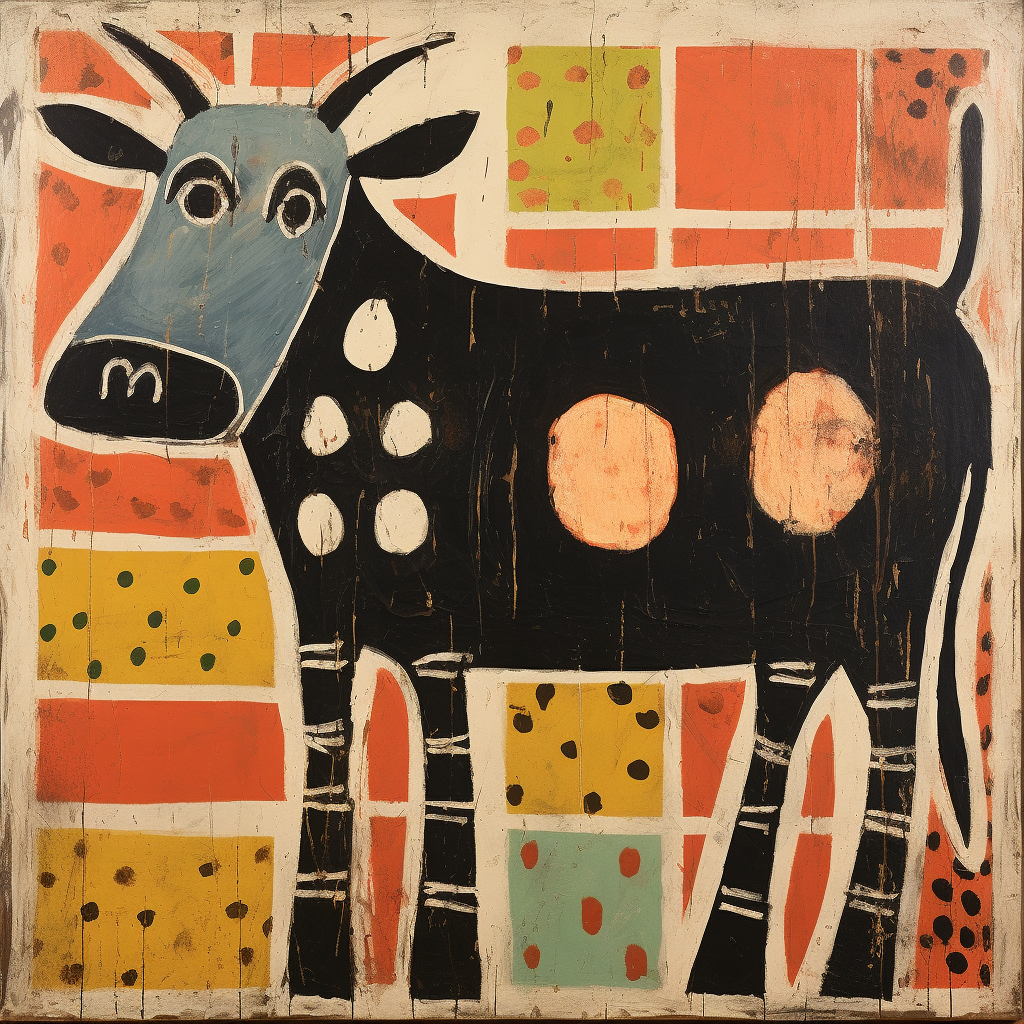 Folk art cow painting