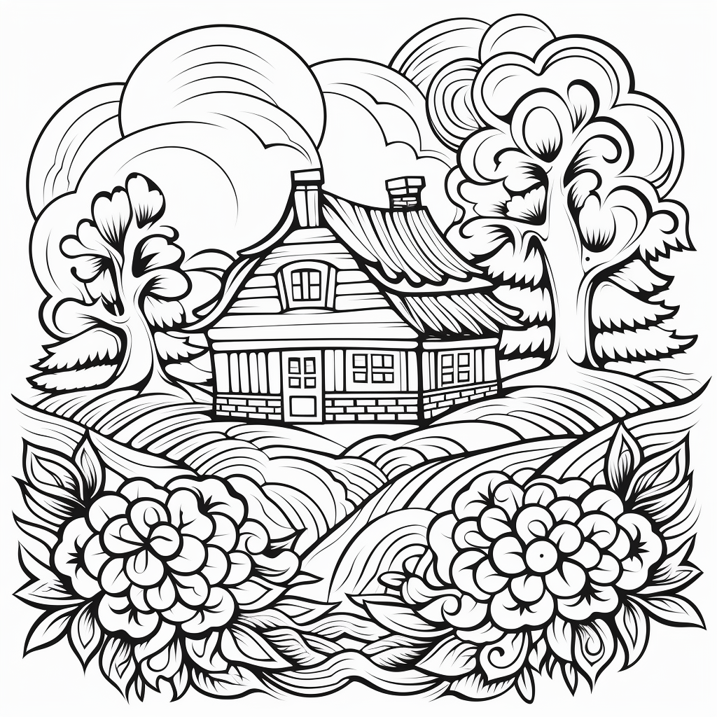 Folk Painting Coloring Page Adults