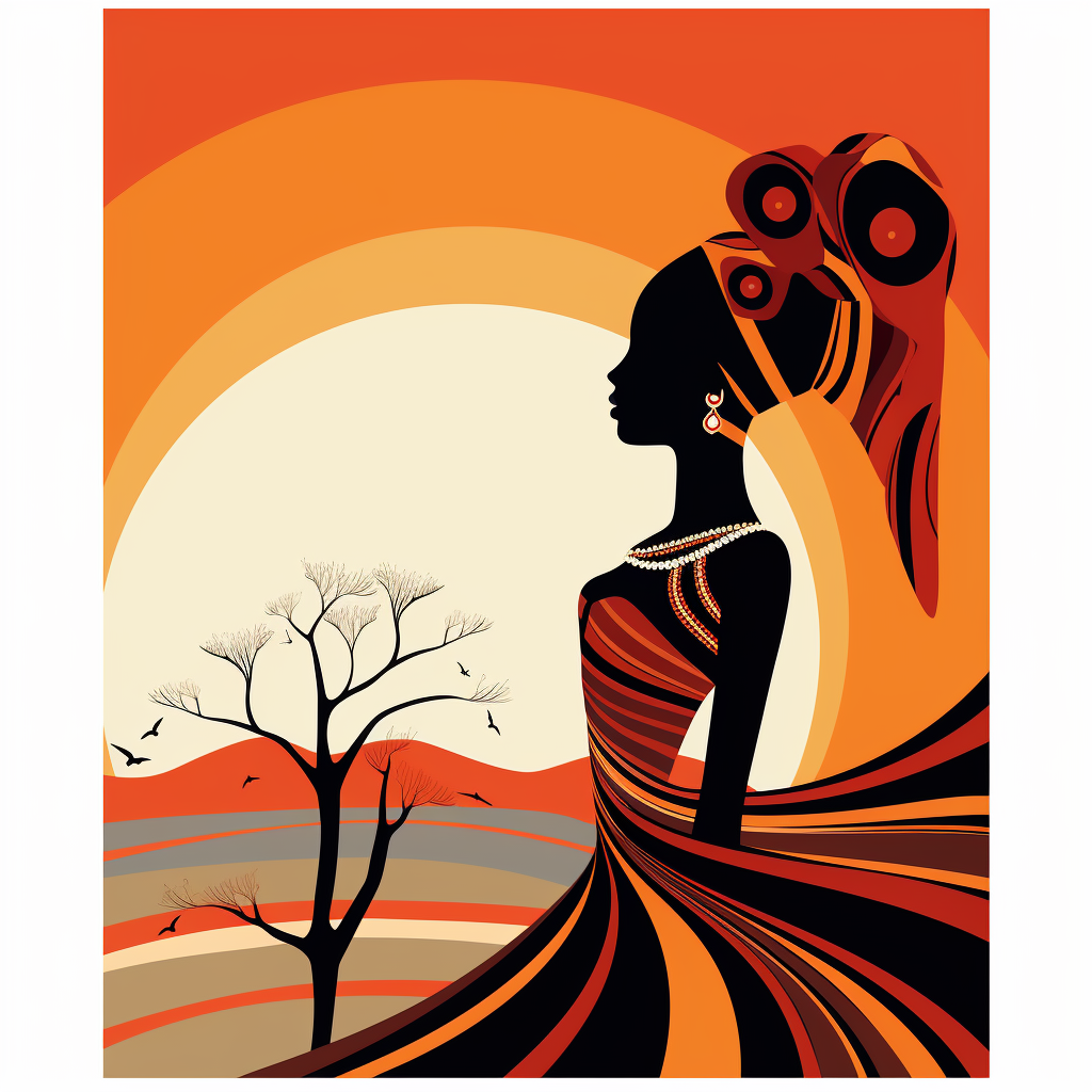 Woman Silhouette Folk Poster Art