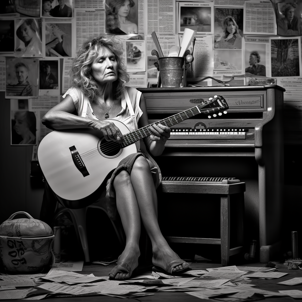 Aged Folk Singer in Studio