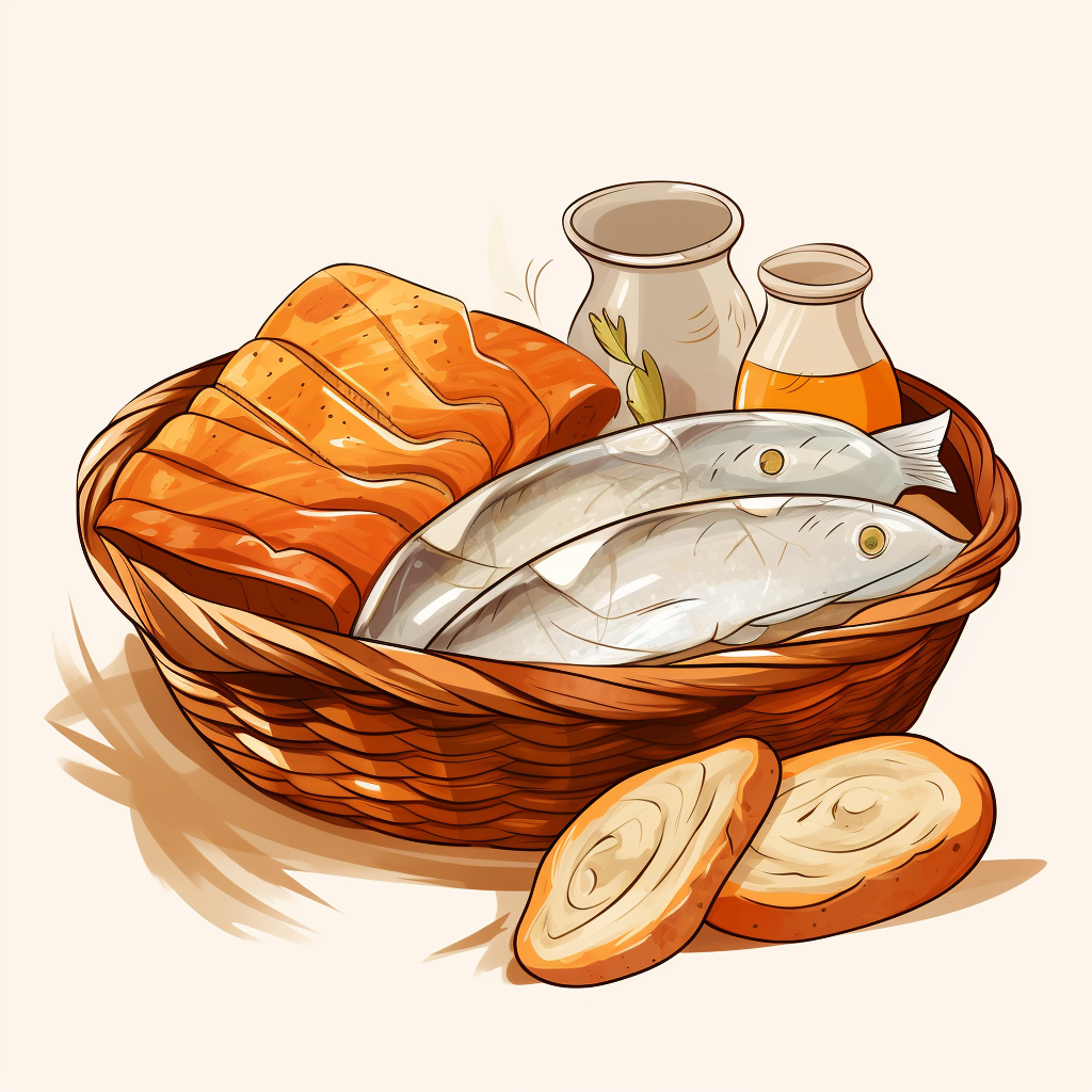 Bread and Fish in Basket