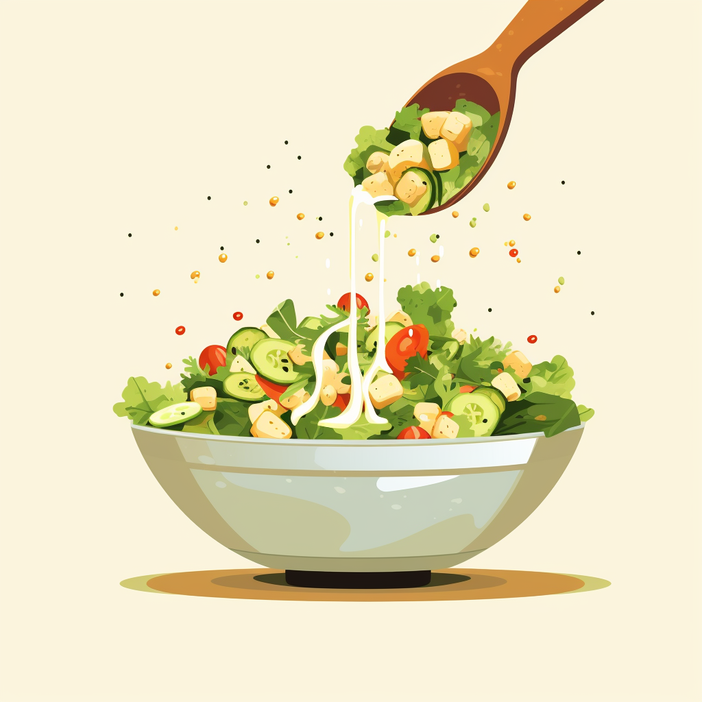 Pouring food into salad bowl