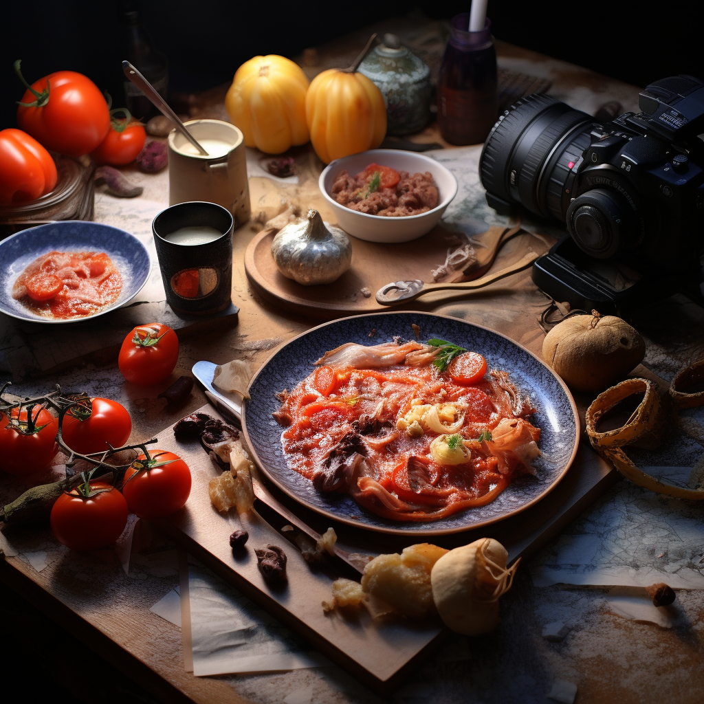 Illustration of a food photographer capturing culinary delights