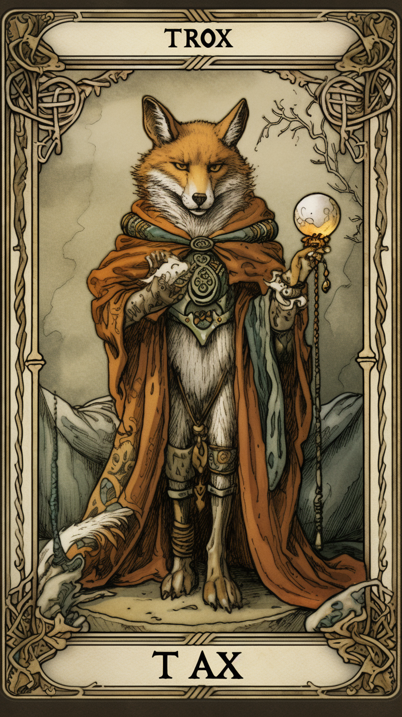 The Fool Tarot Card image with Magick Fox Person