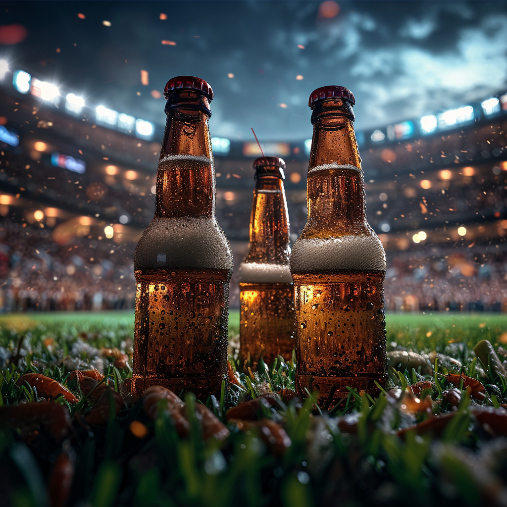 American Football Stadium Jumbo Beer Bottles Field Goal