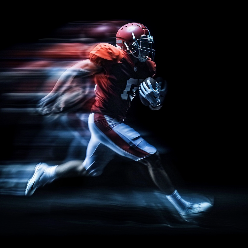 Dynamic football player studio shot with key light