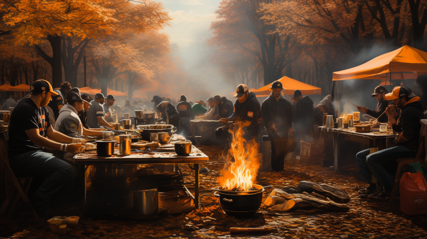 Group of friends enjoying football tailgating