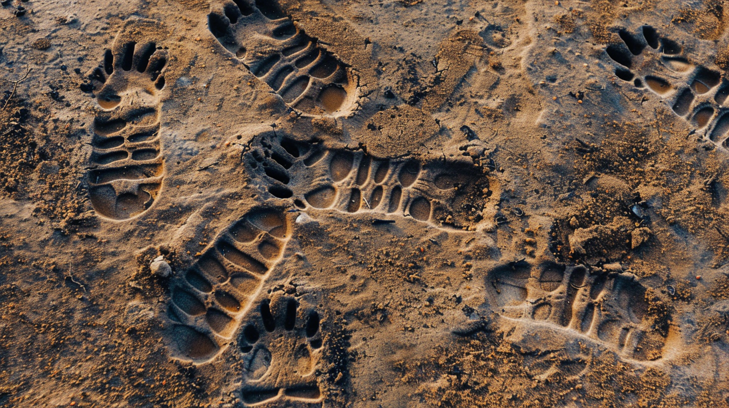 Group of footprints on trail