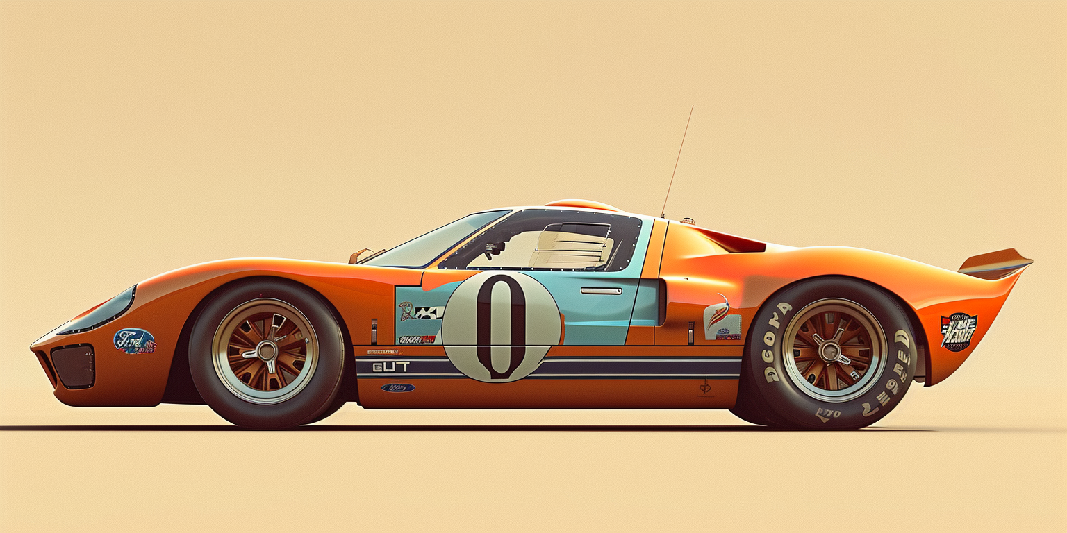 Ford GT40 1966 Gulf Comic Style Side View