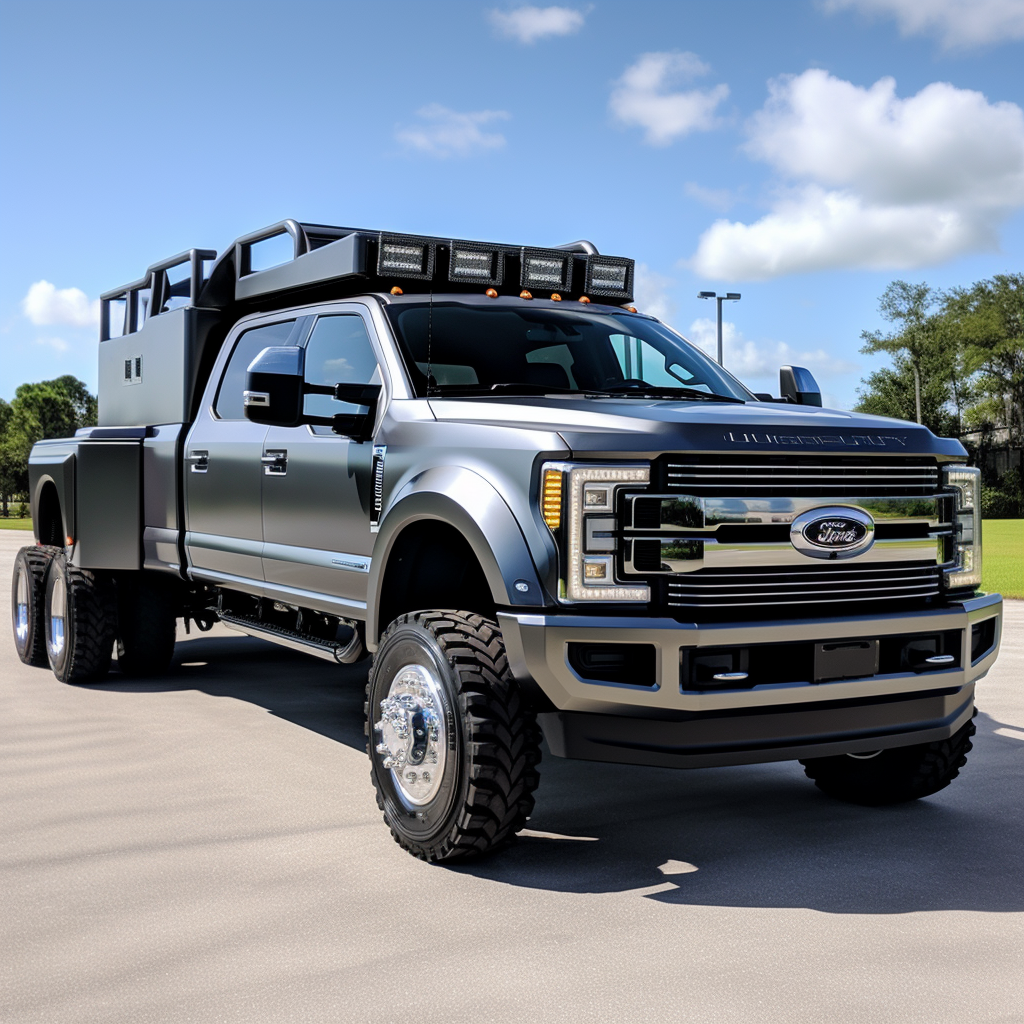 Gray Ford F350 Dually Frailer