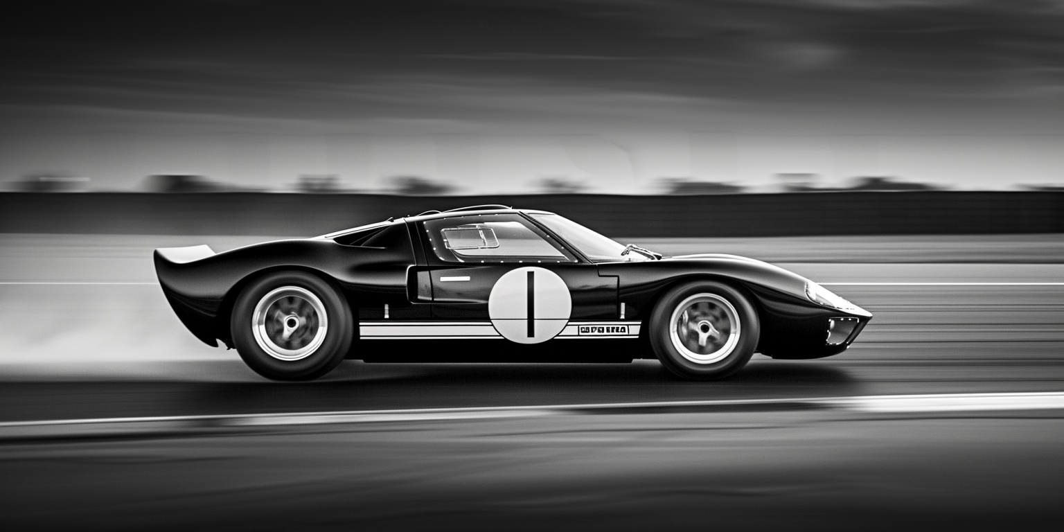 Ford GT40 1966 Racing in B&W
