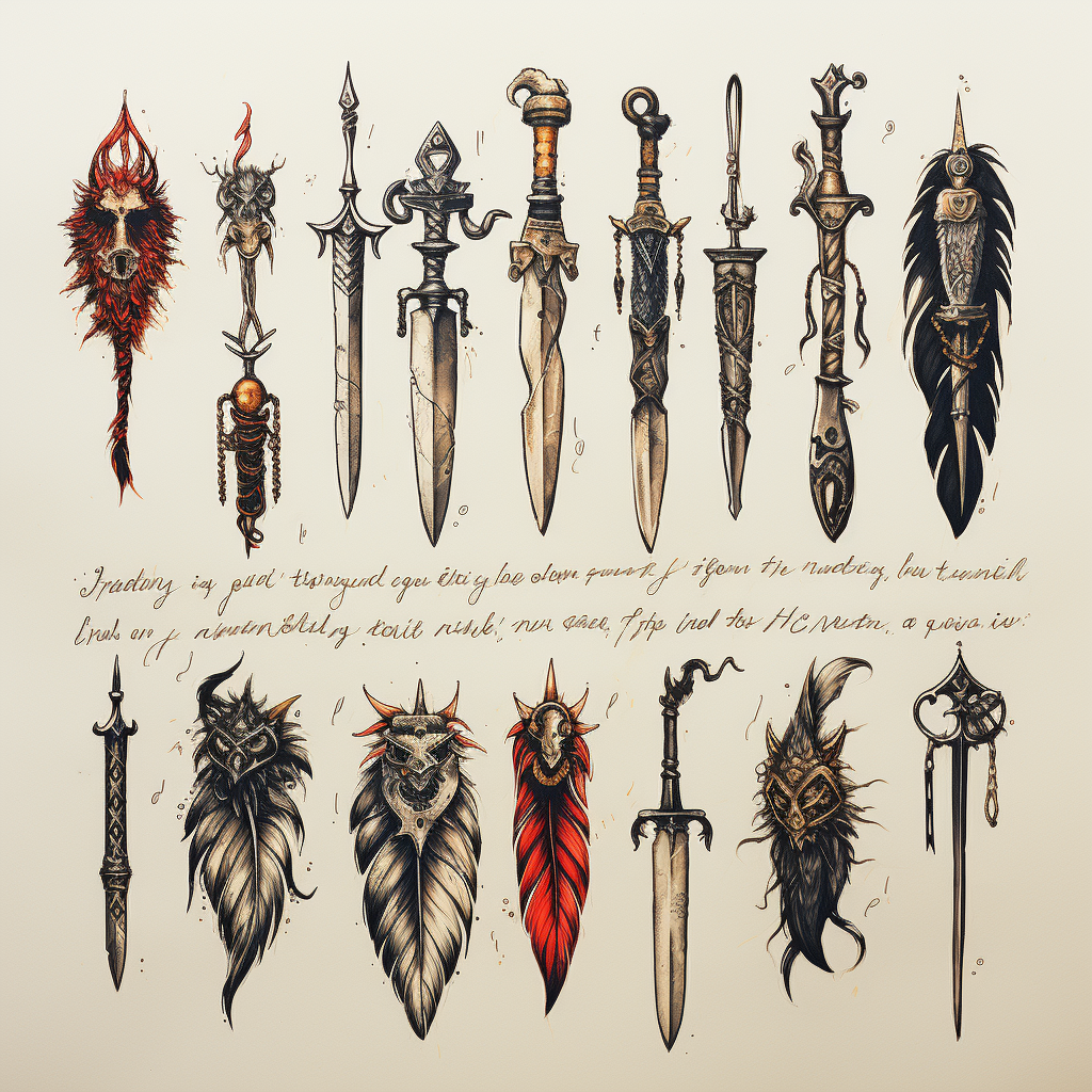 American traditional forearm daggers tattoo sketches