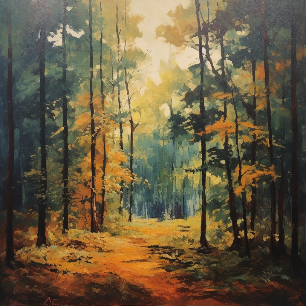 Abstract forest painting on canvas