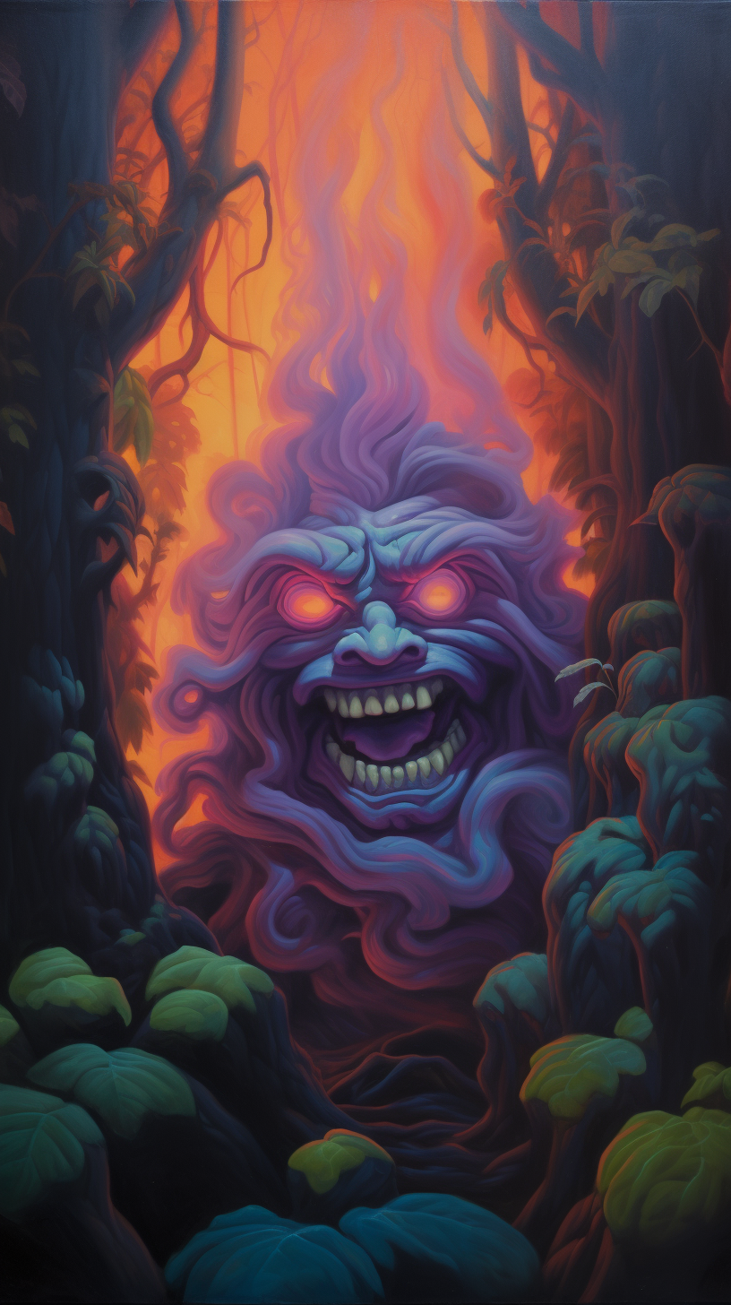 Close-up of a Nightmarish Troll in a Retro Forest