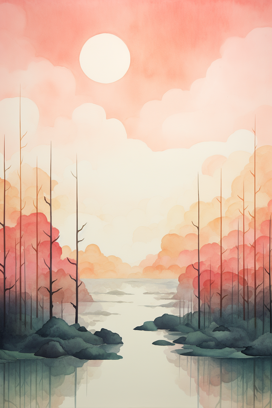 Peaceful forest scene at dawn