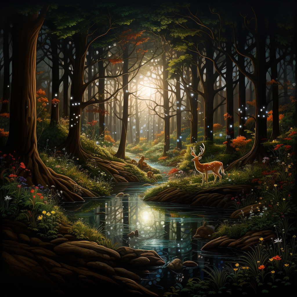 Serene forest dream scene