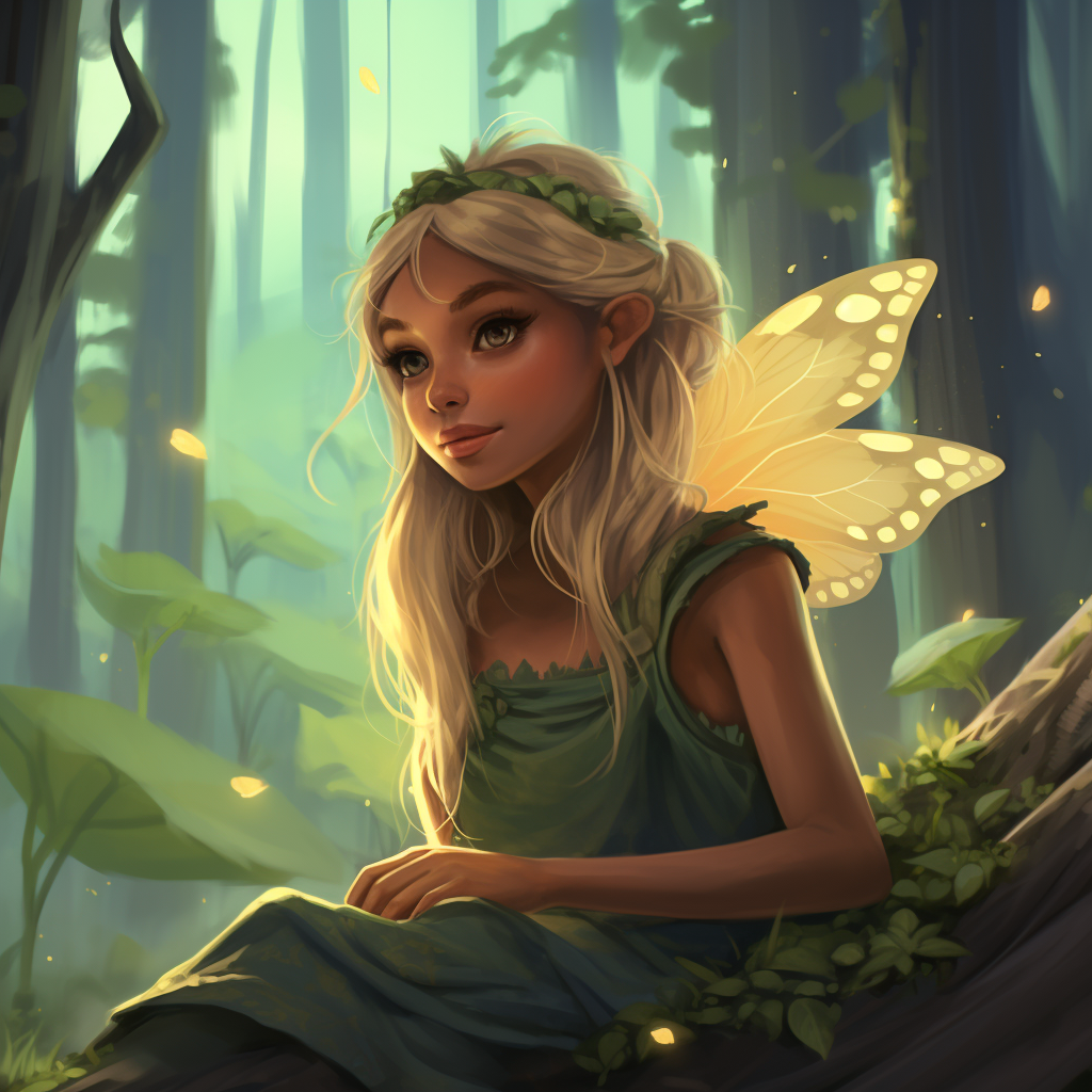 Cute forest fairy in cartoon style