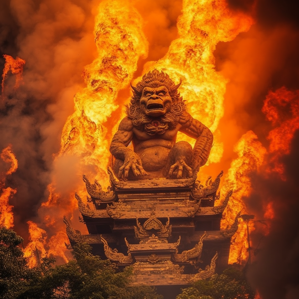 Image of Monkey God in Forest Fire