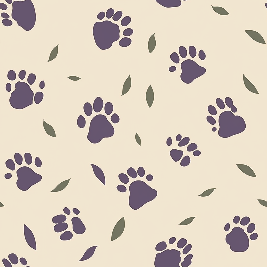 Colorful dog paw prints on beige background