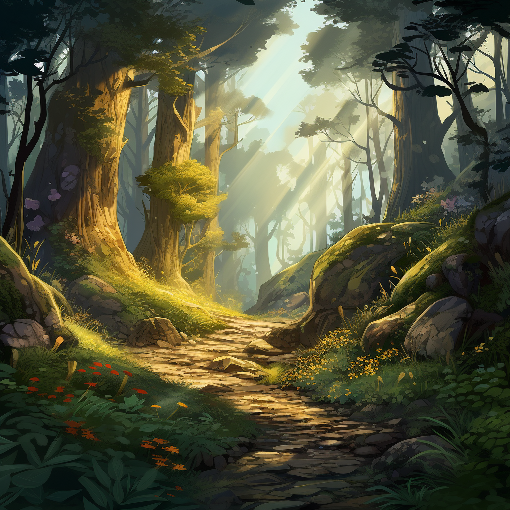 Forest hiking trail illustration