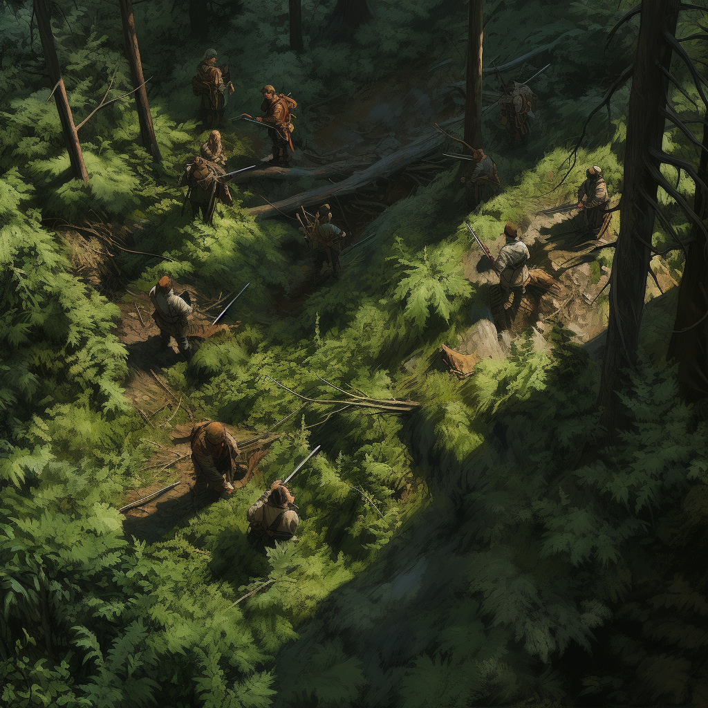 Bird's Eye View of Forest Hunters