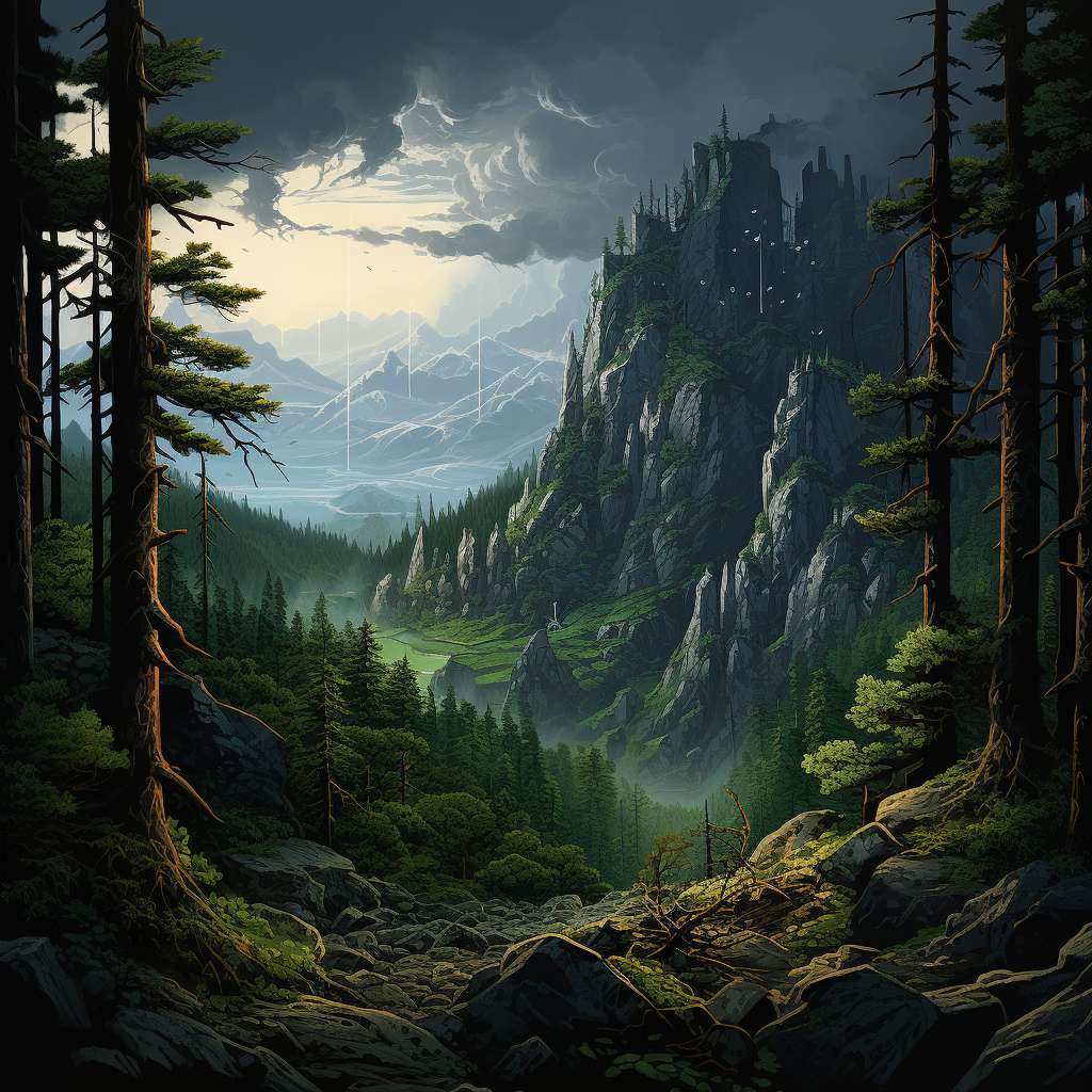 Forest mountain illustration